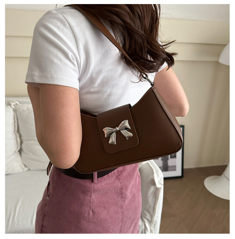 Korean Style Versatile Bag for Women2025Spring New Trendy Fashionable Single Shoulder Bag with Bowknot ins Underarm bag