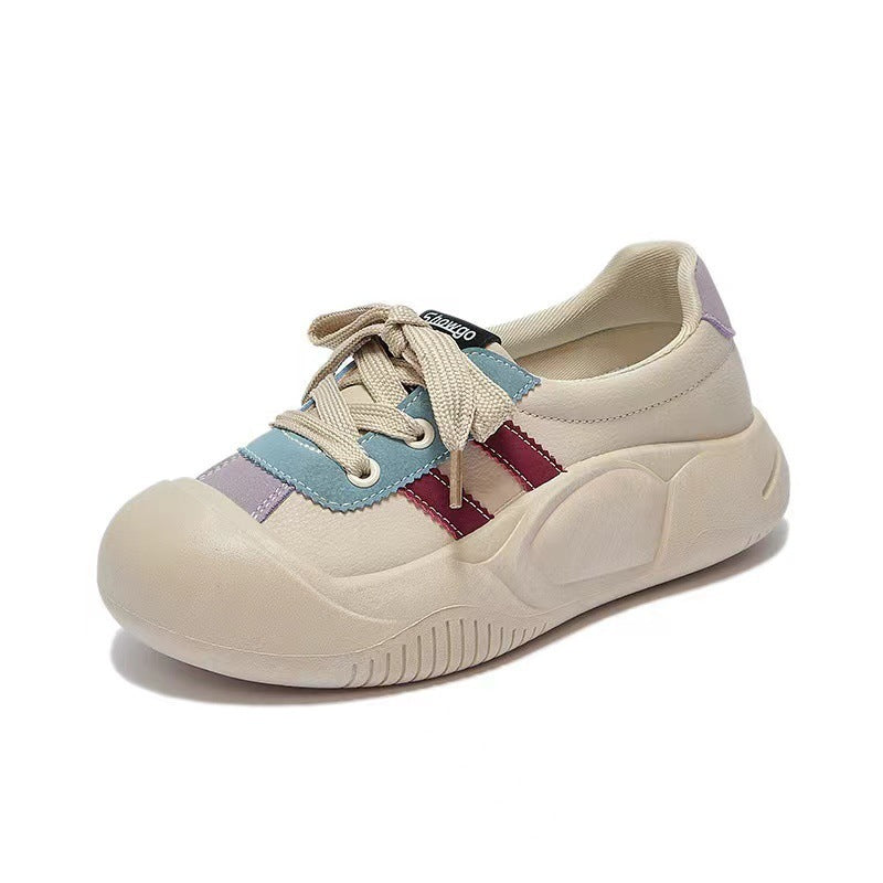 2024Summer New Korean Style ins Breathable White Sneakers for Women Low-top Casual Platform Shoes Thick-soled Wedge Sneakers Sports Shoes