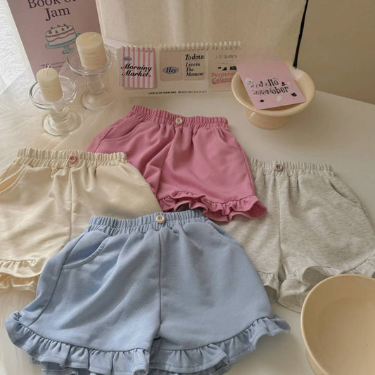 Shorts2024New Style Girls' Summer Outfit Pure Cotton Loose Fit Internet Celebrity Thin Fashionable Versatile Girl's Lace Pants