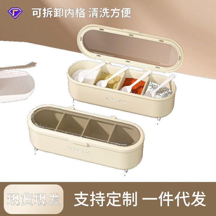 调料盒组合套装家用厨房用品盐糖味精四格收纳一体多格轻奢调味罐