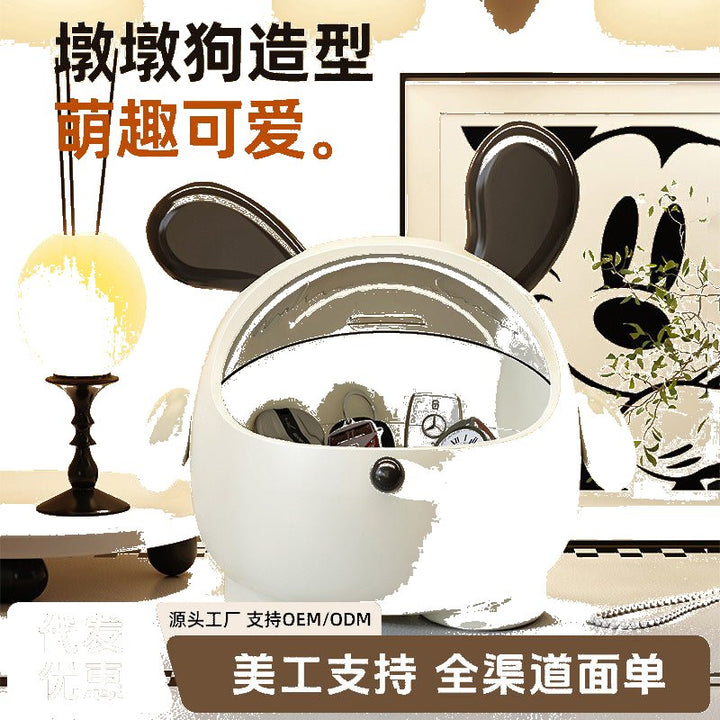玄关收纳盒家用门口创意卡通塑料带盖大容量钥匙吧台多功能收纳盒