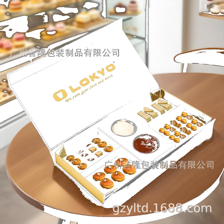 跨境定制出口纸盒抽屉盒翻盖盒野餐盒食品甜品寿司包装打包盒