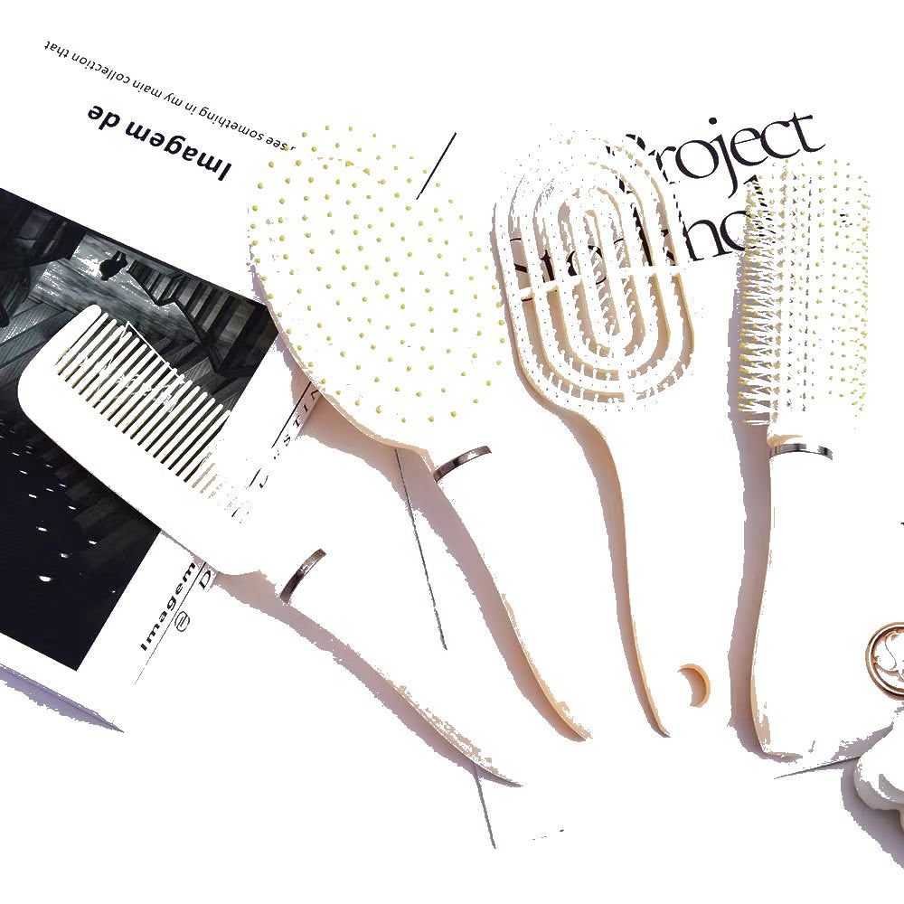Creamy Fluffy __NS 98__ Cushion Paddle Brush – Round Barrel Hair Comb for Women