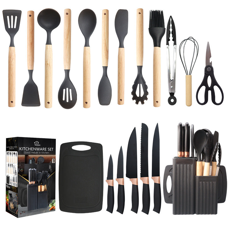 Silicone Spatula Soup Spoon19Set of Non-Stick Pans Silicone Spatula Household Food-Grade Silicone Kitchen Utensils Knife Set Wholesale