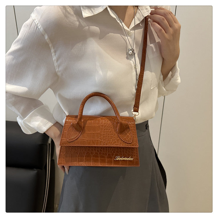 Korean style stone pattern single shoulder bag for women2025New Textured Handheld Small Square Bag Versatile Fashion Simple Crossbody Bag