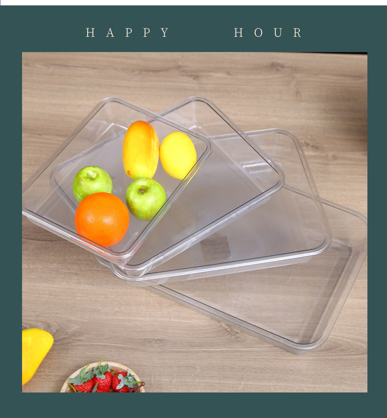Acrylic Transparent Square Plate Cold Dish Display Plate Commercial Deli Stall Tray Rectangular Food Plastic Square Plate