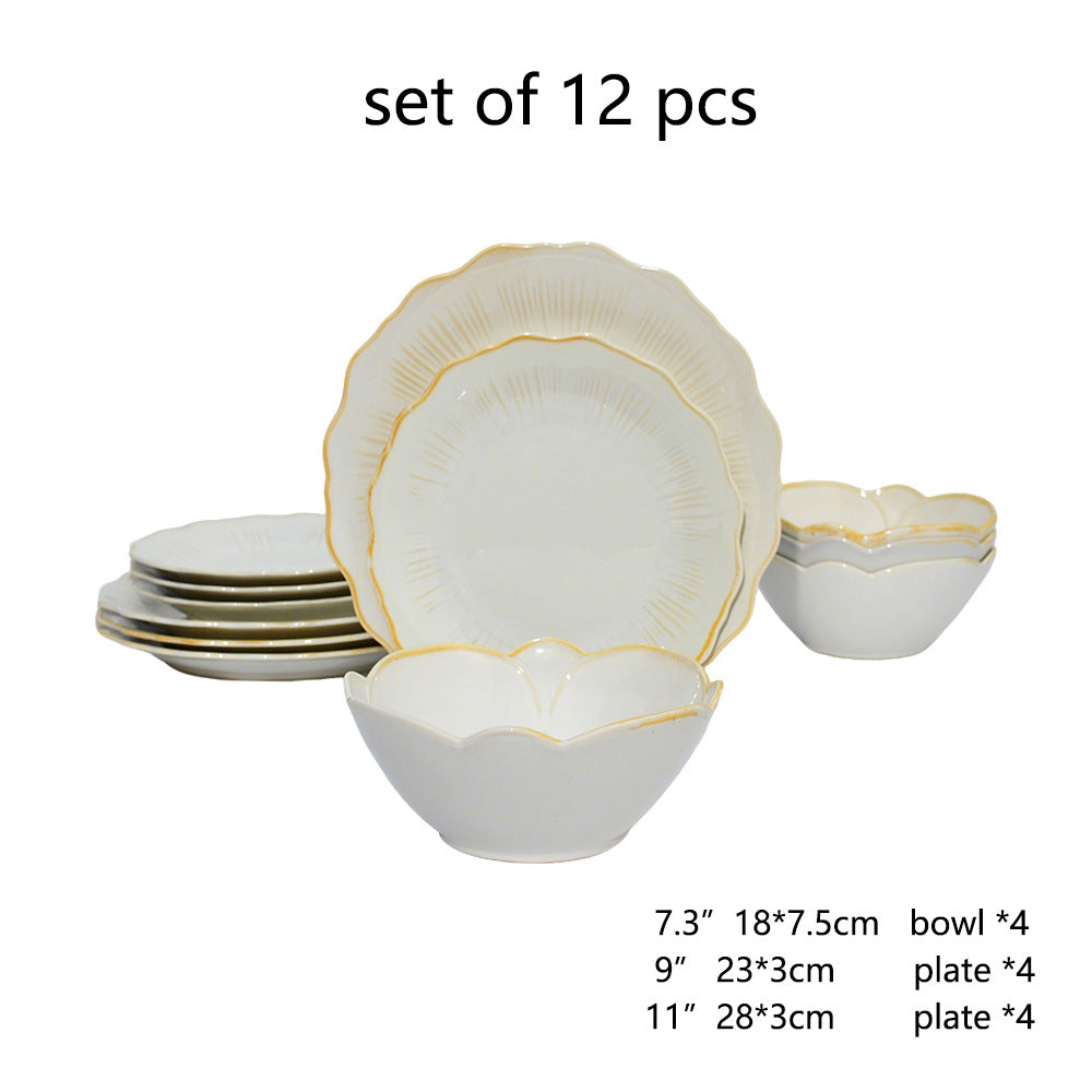 ceramic black plates bowl dinnerware Set of 4 set of 16Set