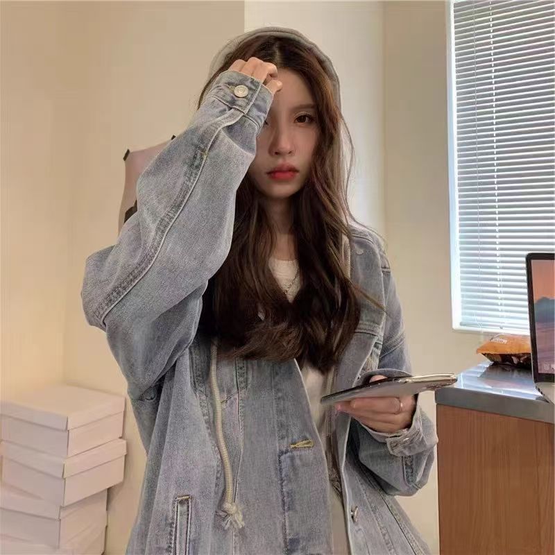 In-stock Short Cotton Jacket2025Winter Fleece-Lined New Cotton Jacket Loose Korean Style Denim Fur Collar Thickened Coat for Women