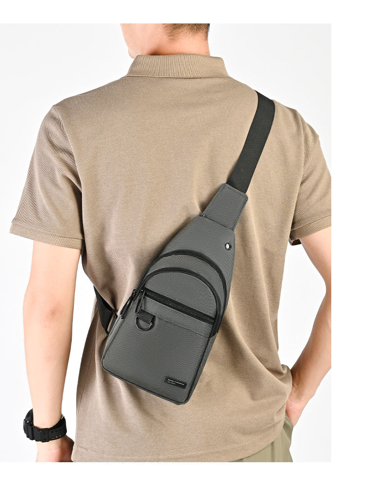 Silk Chest Bag Autumn New Large Capacity Casual Men's Bag Lightweight Simple Water-Resistant Oxford Cloth Crossbody Backpack