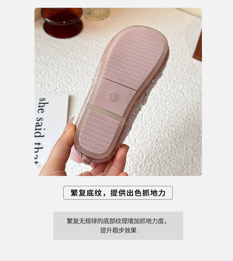 Princess shoes for girls2025Spring New Children's Crystal Shoes for Girls, Soft Sole Leather Shoes to Match Dresses, Spring Edition