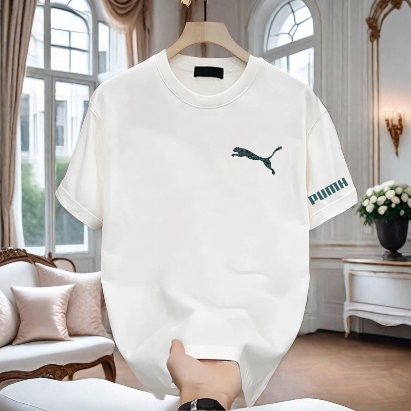 American Style Men's Short Sleeve T T-shirt2025New Men's Clothing Summer Pure Cotton Trendy Loose Men's Fashion Top