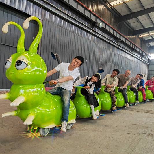 Outdoor Square Amusement Train Caterpillar Sightseeing Amusement Children's Ride Amusement Light-Up Car Mall Remote Control Car