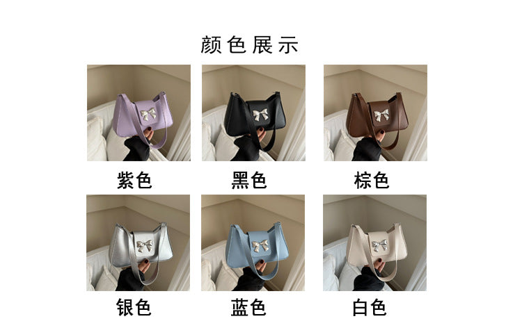 Korean Style Versatile Bag for Women2025Spring New Trendy Fashionable Single Shoulder Bag with Bowknot ins Underarm bag