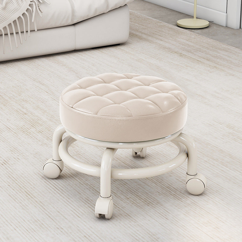 Universal Wheel Small Stool with Wheels, Low Stool for Home, Shoe Changing Stool, Living Room Children's Round Stool with Wheels, Silent Wheels