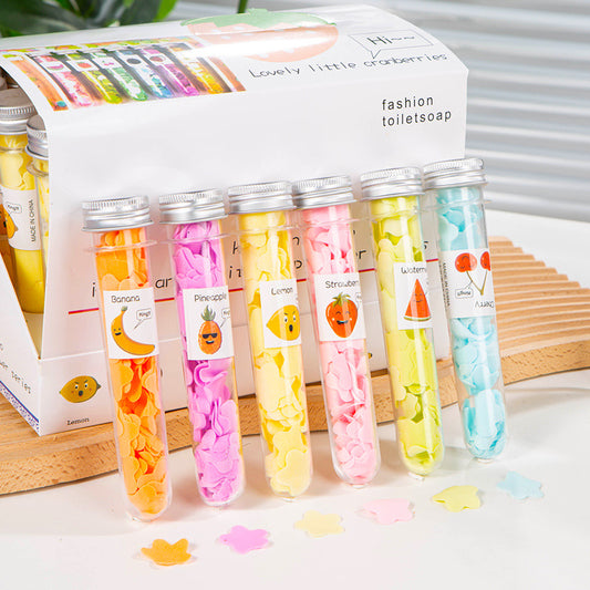 Outdoor Portable Hand Washing Travel Disposable Paper Soap Tablets Test Tube Soap Flower Soap Paper Bottle Flower Shape Soap Tablets