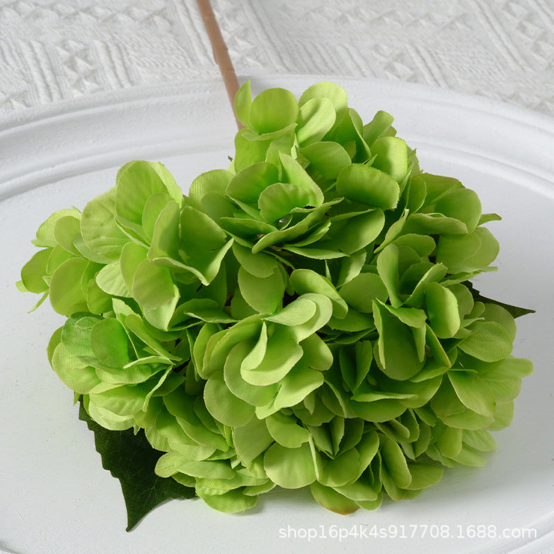 Artificial Hydrangea with Leaves for Wedding Decoration, Artificial Silk Flowers, Archway Flowers, Home Decor Fake Flowers, Single Artificial Flowers