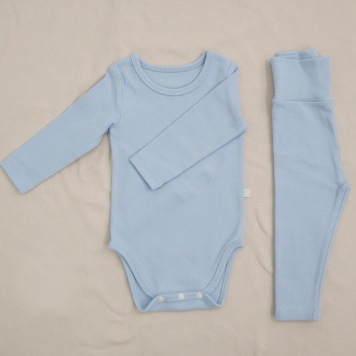 Baby Romper Spring and Autumn a High-Waist Belly Protection Pants Set Baby Spring and Autumn Triangle Romper Bodysuit Jumpsuit