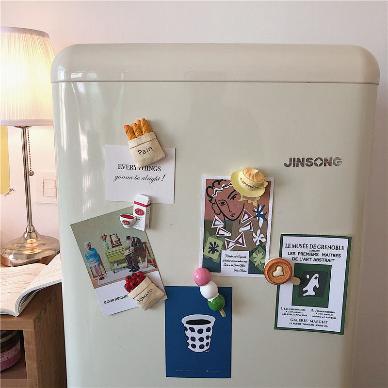 *Beautiful Little Aunt* Refrigerator Magnet 3D Creative Magnetic Sticker Simulation Food Bread Message Sticker Magnetic