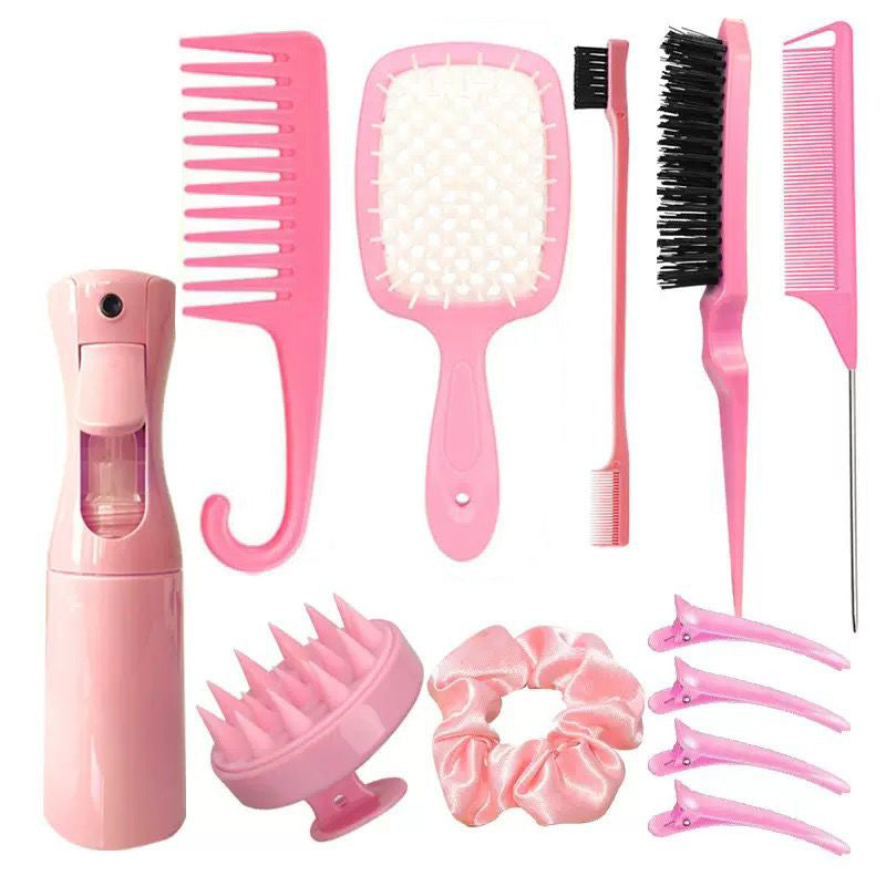 Manufacturer27Hair Washing Brush Scalp Massage Spray Bottle Dispenser Hollow Comb Styling Smooth Hair Comb Hairdressing Set
