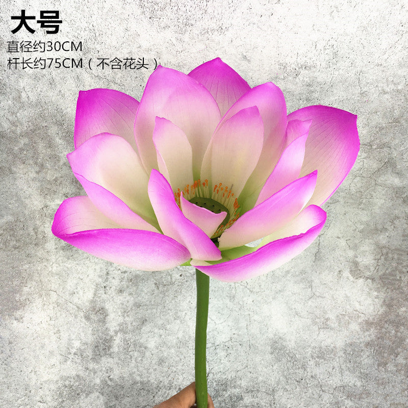 PU Lotus Leaf with Stem Artificial Lotus Leaf Lotus Bud Lotus Pod Chinese Countryside Style Buddhist Hall Decorative Flower Directly from Manufacturer
