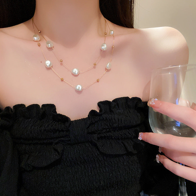 18K Real Gold Plated Moon Heart Pendant Necklace Simple Versatile Elegant Collarbone Chain Light Luxury High-End Necklace