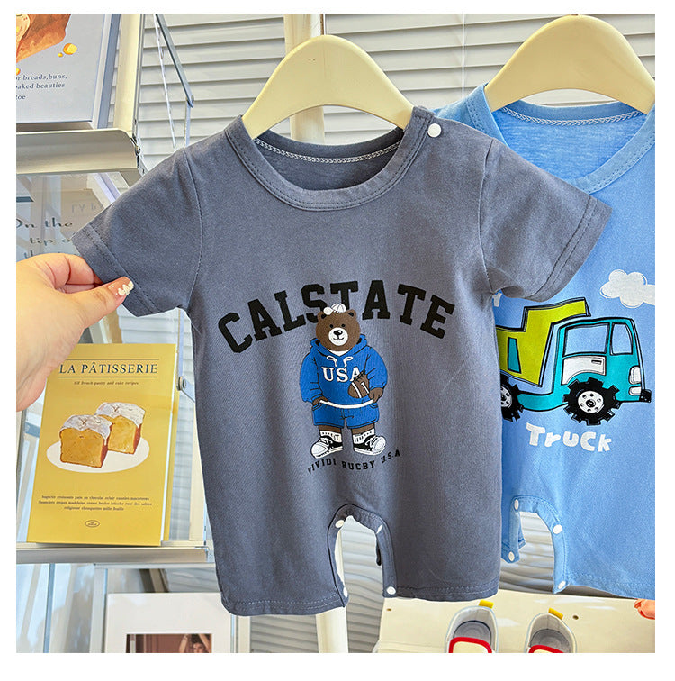 Pure Cotton Infant Jumpsuit Summer Pure Cotton Printed Korean Version Baby Romper Lightweight Breathable Unisex Baby Short Sleeve