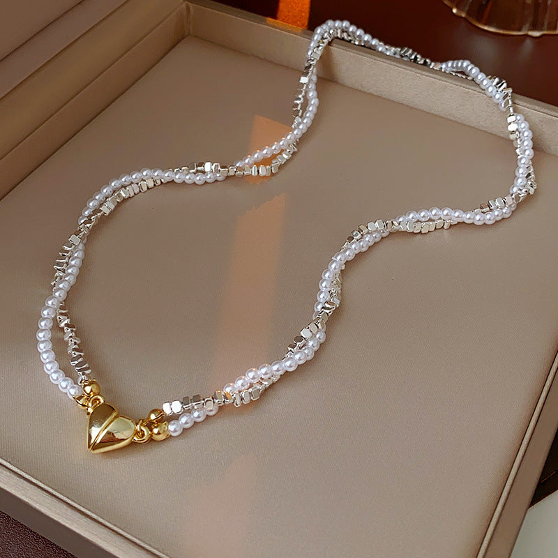 Artificial Fragmented Silver Irregular Pearl Necklace Light Luxury High-end Niche Fashion Choker Collarbone Chain Simple Accessory