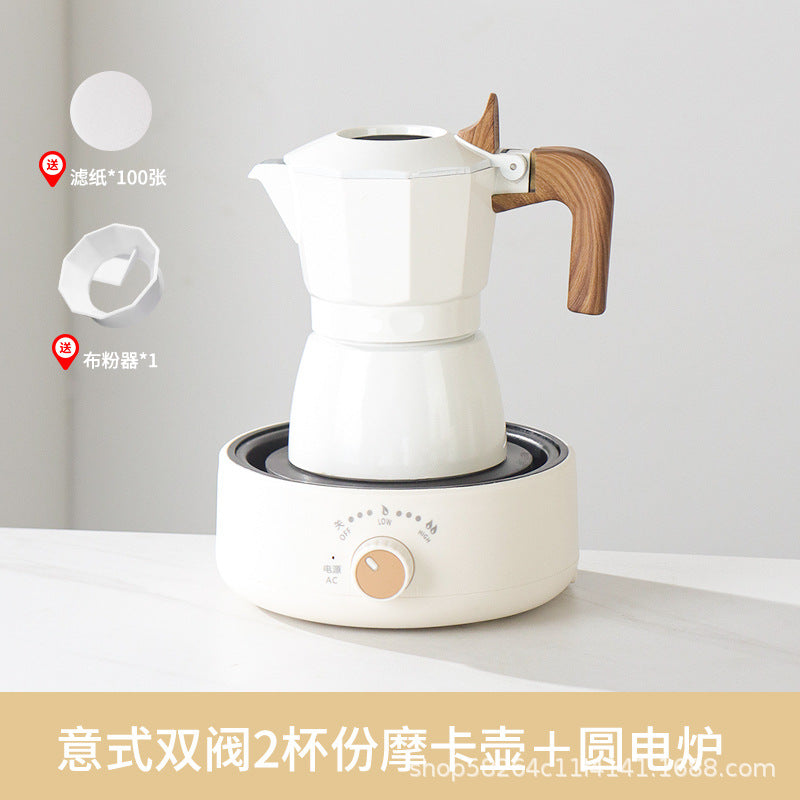Moka Pot Home Use Small Coffee Pot Coffee Brewing Set Double Valve Hand Brew Pot Espresso Extraction Italian Coffee Machine