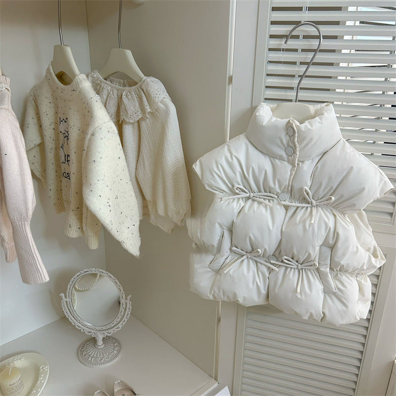 Sweet Little Girl's Vest Autumn Winter New Fashionable Children's Padded Vest Winter Baby Warm Sleeveless Jacket