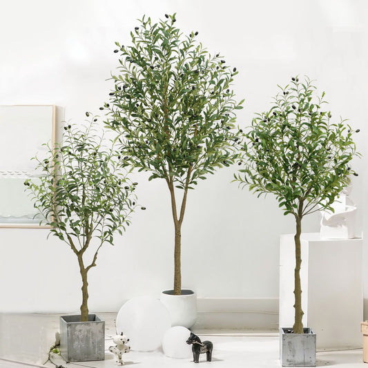 Artificial Plants Amazon Foreign Trade Wholesale Fake Tree Potted Artificial Olive Tree Indoor Large Green Plant Floor Ornament