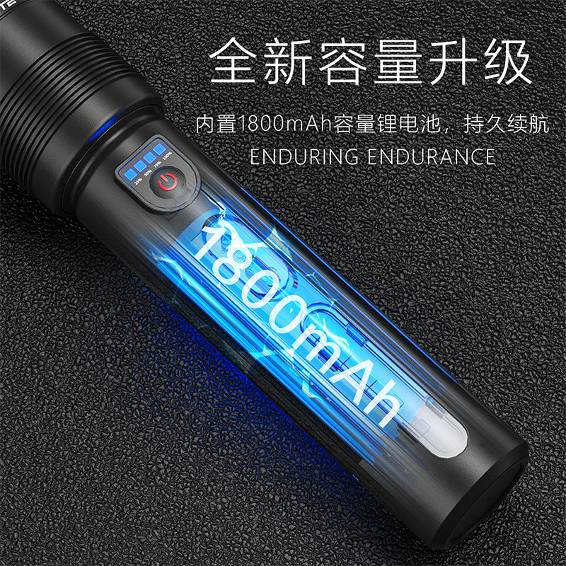 Cross-border Hot-Selling White Laser High-Intensity Side Light COB Zoom Long-Range Multi-Function Flashlight