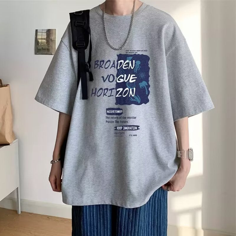 Summer New Short Sleeve Loose t T-shirt Men Fashion Brands Casual Half Sleeve Trendy T-shirt Bottoming Shirt Half Sleeve Shirt