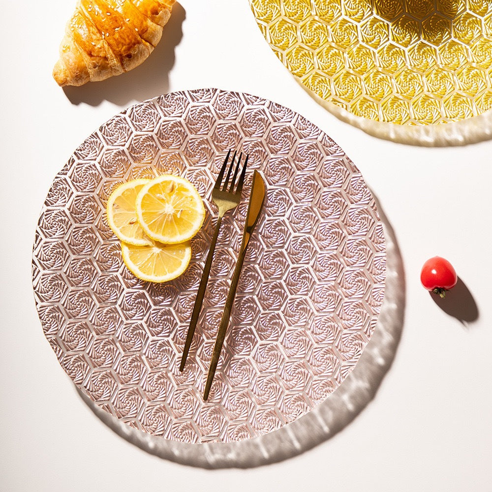 Western-style Glass Dinner Plate charger plate Wedding Banquet Decoration Plate High-Value Fruit Plate13inch pad plate