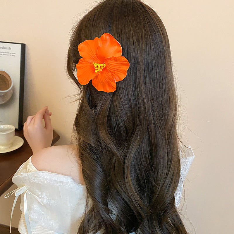Super Fairy Vacation Style Fabric Flower Hair Clip Side Bangs Broken Hair Duckbill Clip Gentle Atmosphere Versatile Hair Accessory for Women