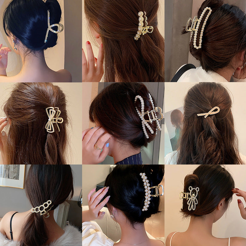 Pearl Large Star Clip Hair Clip Korea ins Fashionable Light Luxury Shark Clip Hair Claw Back of Head Side Hair Accessory for Women