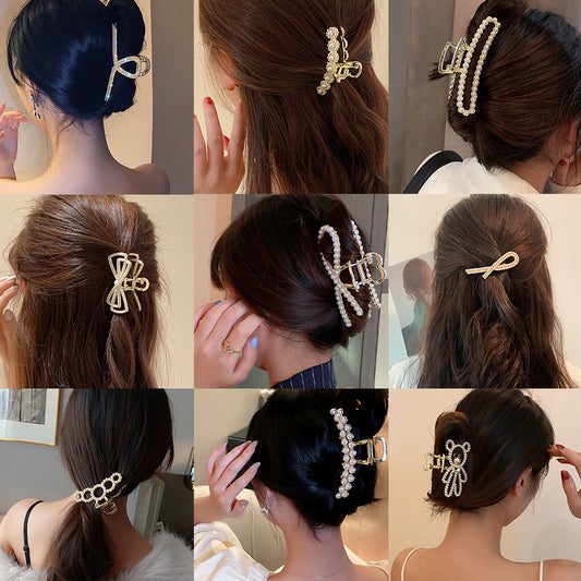 Pearl Large Star Clip Hair Clip Korea ins Fashionable Light Luxury Shark Clip Hair Claw Back of Head Side Hair Accessory for Women