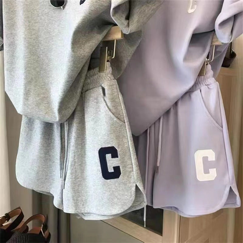 Original quality Amazon Korean style women's summer loose short sleeve T T-shirt shorts sports embroidered letter casual set