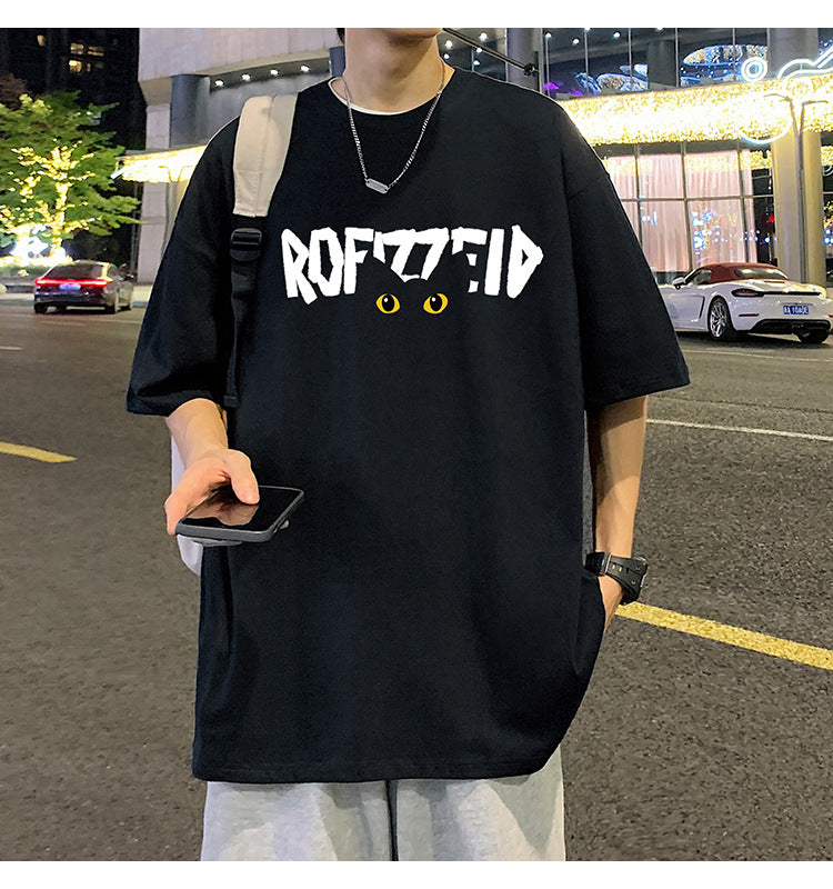 Short Sleeve T Men's Summer New Heavyweight Pure Cotton Crew Neck T-Shirt Large Size Loose Fit Men's Short Sleeve ins Fashion brand top