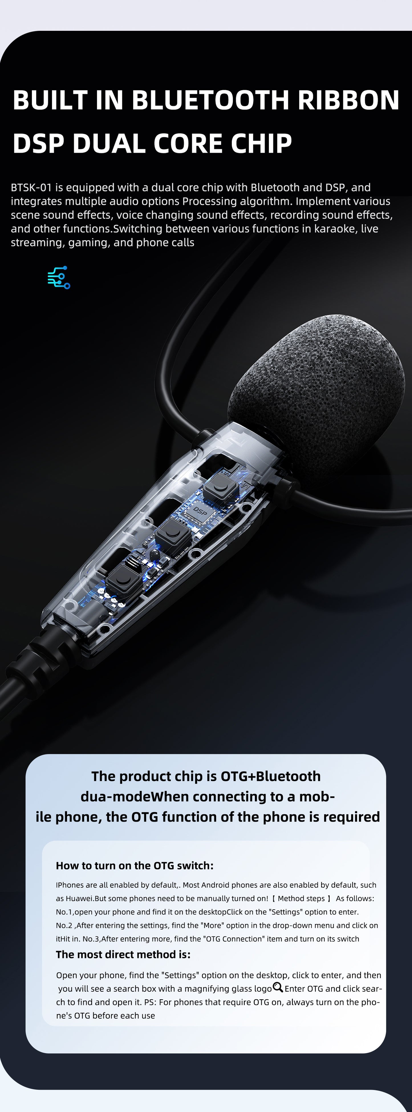 New Professional k Song Live Broadcast Dedicated Sound Card Headset DSP Reverberation Gaming E-Sports Headset Real-Time Ear Return Headset