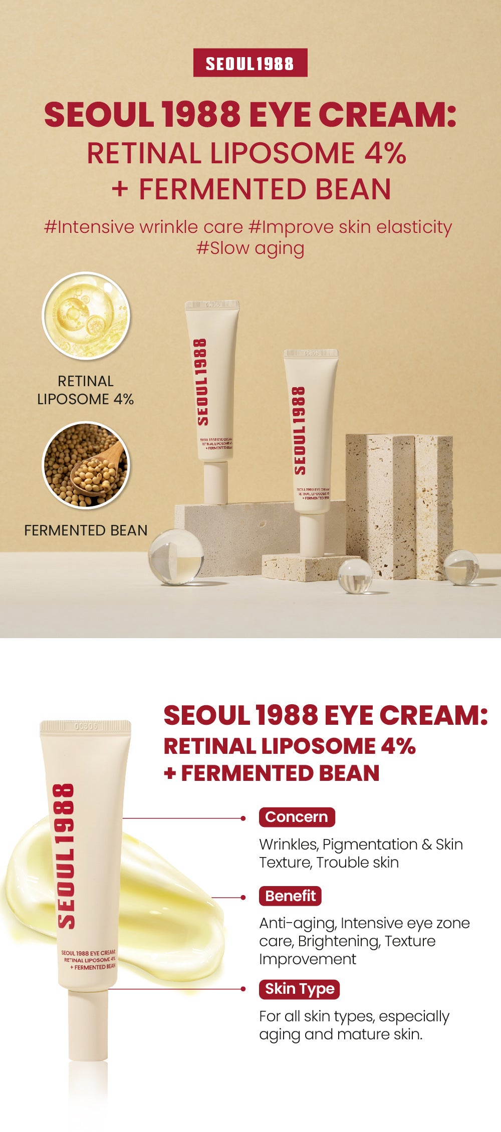 Cross-Border South Korea Seoul 1988 Eye Cream Retinal Eye Cream Liposomes4%Eye Cream Retinol Eye Cream