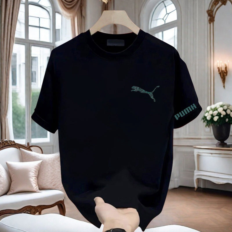 American Style Men's Short Sleeve T T-shirt2025New Men's Clothing Summer Pure Cotton Trendy Loose Men's Fashion Top