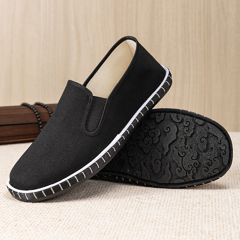 Old Beijing Cloth Shoes for Men, Spring New Breathable Comfortable Handmade Traditional Thousand-Layer Men's Cloth Shoes, Slip-On Lightweight Wear-Resistant
