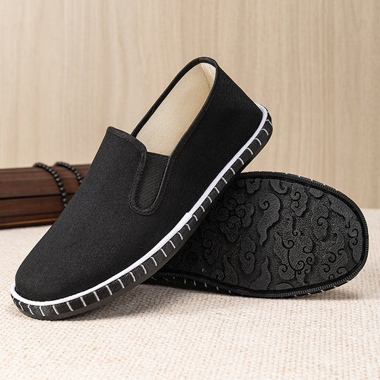 Old Beijing Cloth Shoes for Men, Spring New Breathable Comfortable Handmade Traditional Thousand-Layer Men's Cloth Shoes, Slip-On Lightweight Wear-Resistant