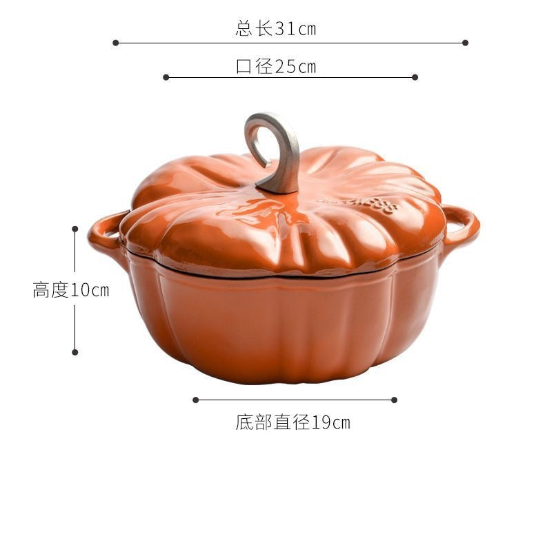 Enamel Pot Pumpkin Shape Enamel Pot Soup Stew Multifunctional Pot Household Enamel Soup Pot Induction Cooker Compatible