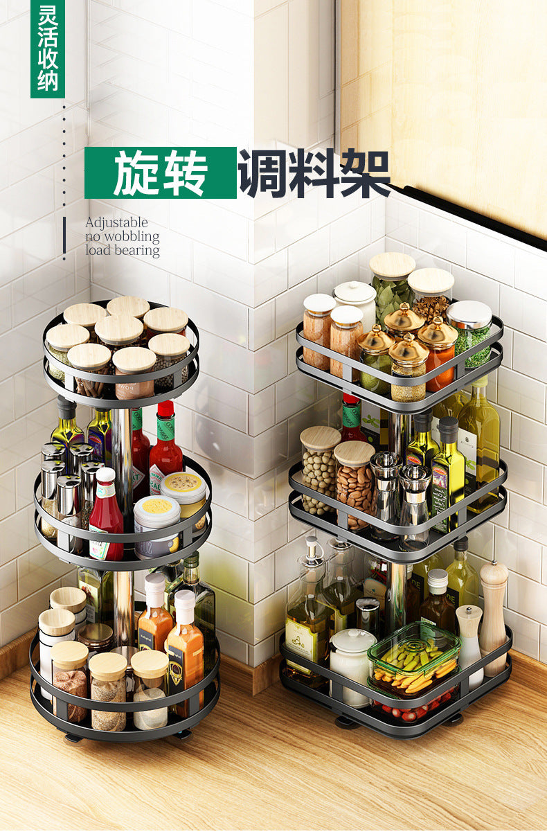Kitchen Rotating Spice Rack Kitchen Countertop Supplies Seasoning Storage Rack360Rotating Kitchen Storage Rack Organizer
