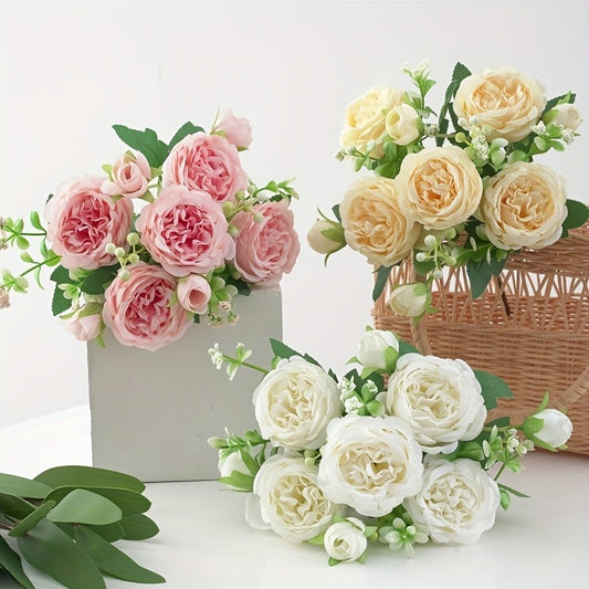 Artificial Bouquet Persian Rose5Head Bouquet Persian Rose Artificial Flower Wedding Arrangement Bride Handheld Flower Furniture Display