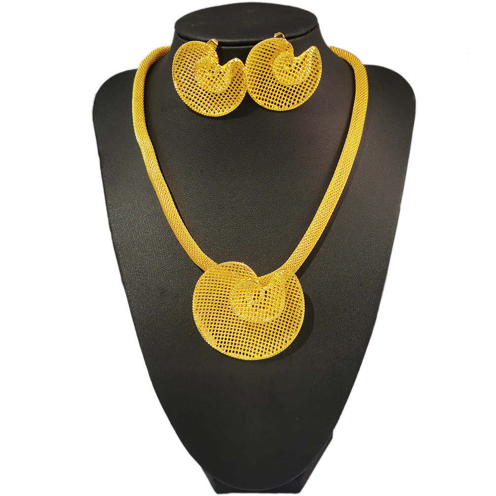 Various Dubai Sets for Women24K Gold Color Big Flower Pendant Necklace and Earrings Wedding Party African Set