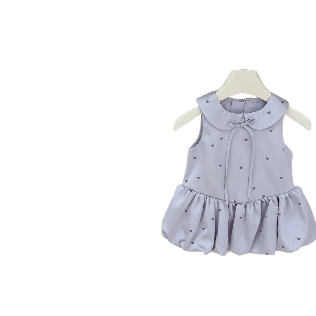 Sweet Little Original Purple Children's Clothing!Kululi25Girls Summer Purple Heart Palace Style Vest Flower Bud Skirt Trendy
