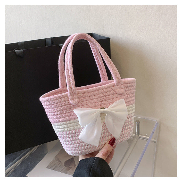 Hand-Woven Bag Women2025New Ethnic Style Straw Bag Forest Style Beach Large Capacity Basket Bag