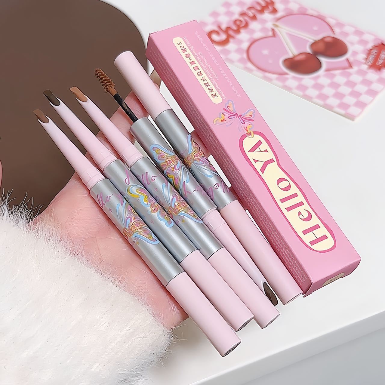 Hello YA Smart Dual-Head Eyebrow Dye Light Color Wild Eyebrow Pencil Natural Waterproof Sweatproof Long-Lasting Non-Fading1205